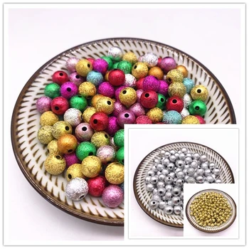 

4/6/8/10/12mm Plated Frosted Stardust Round Acrylic Beads Loose Spacer Beads for Jewelry Making DIY Bracelet Accessories
