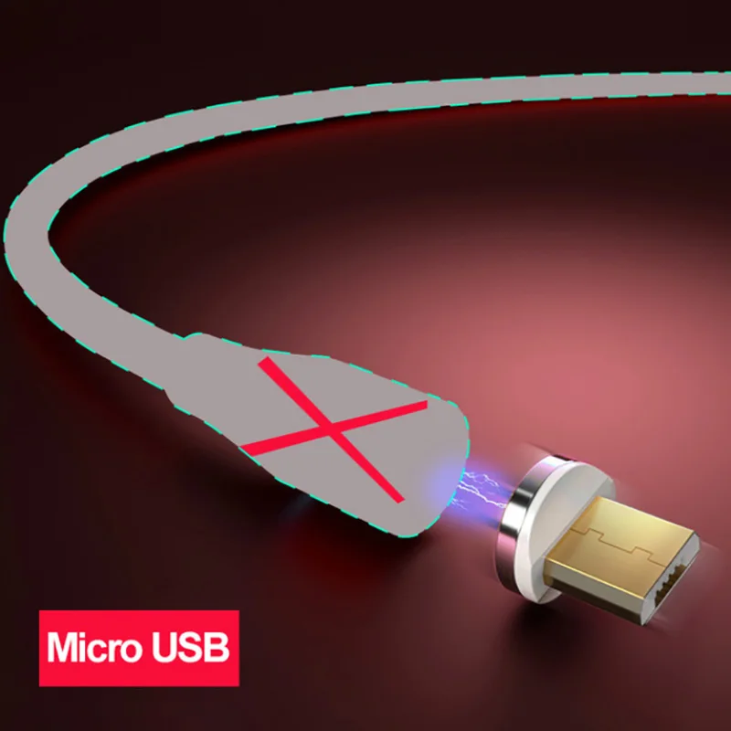 Магнитное зарядное устройство Micro Usb кабель для iphone Usb type C адаптер для быстрой зарядки Магнитный зарядный провод для samsung Xiaomi шнур - Цвет: Only Micro Plug