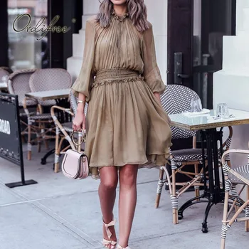 

Ordifree 2020 Summer Sundress Women Chiffon Dress Long Sleeve Tunic Beach Dress 2 Piece Set Dress