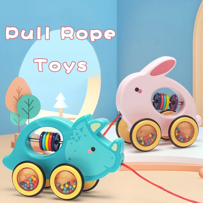 

Baby Learn Toddler Toys Kids Pull Rope Toy Animal Mode Educational Hauling Toys Hand Cart Rattles For Infant Toddler Learning