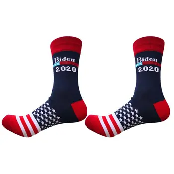 

Unisex 2020 Presidential Campaign Casual Cotton Crew Socks Contrast Color US Flag Stripes Stars Print Democrats Election Hosier