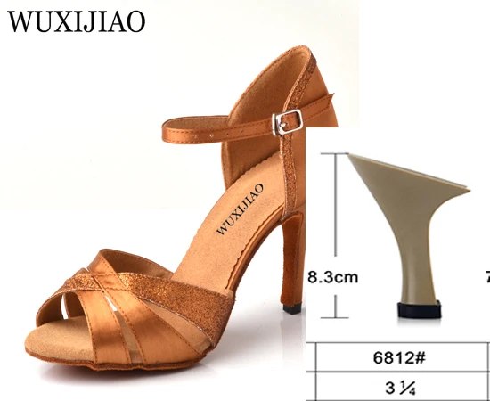 Wine red heel 8.3cm WUXIJIAO латинские танцевальные туфли для сальсы женские бронзовые атласные уникальные портной дизайн атласные туфли для бальных танцев туфли для танго - Цвет: Wine red heel 8.3cm
