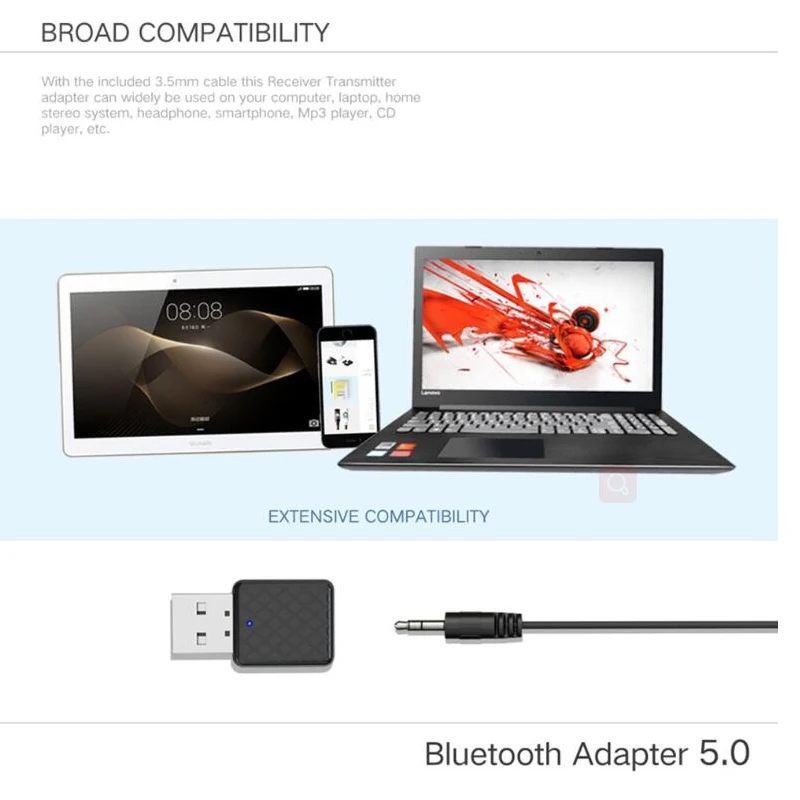 Беспроводной bluetooth-передатчик аудио bluetooth-приемник USB 5,0 Bluetooth адаптер для телефона ПК стерео аудио музыкальный адаптер A2DP
