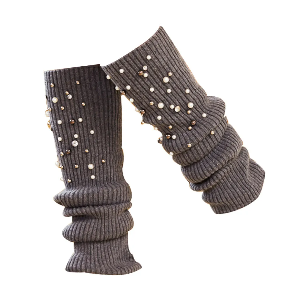 Зимние гетры для девушек, однотонные гетры-манжеты на ботинки, женский зимний теплый длиной до бедра, носки, сапоги, шерстяные гетры - Цвет: Gray