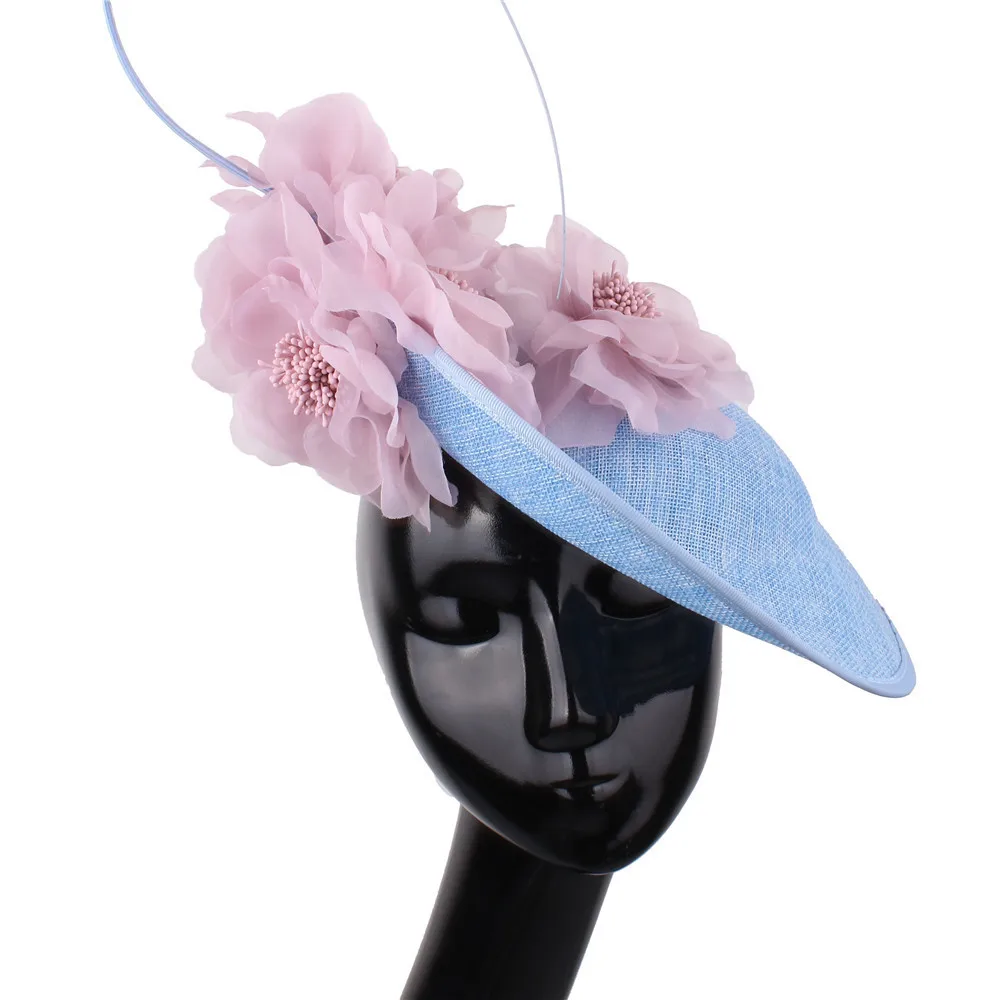 Ladies Fascinators Millinery Hat Party Wedding Sinamay Hat Wide Brim Fedora Kentucky Derby Headpiece Church Hair Accessories 1