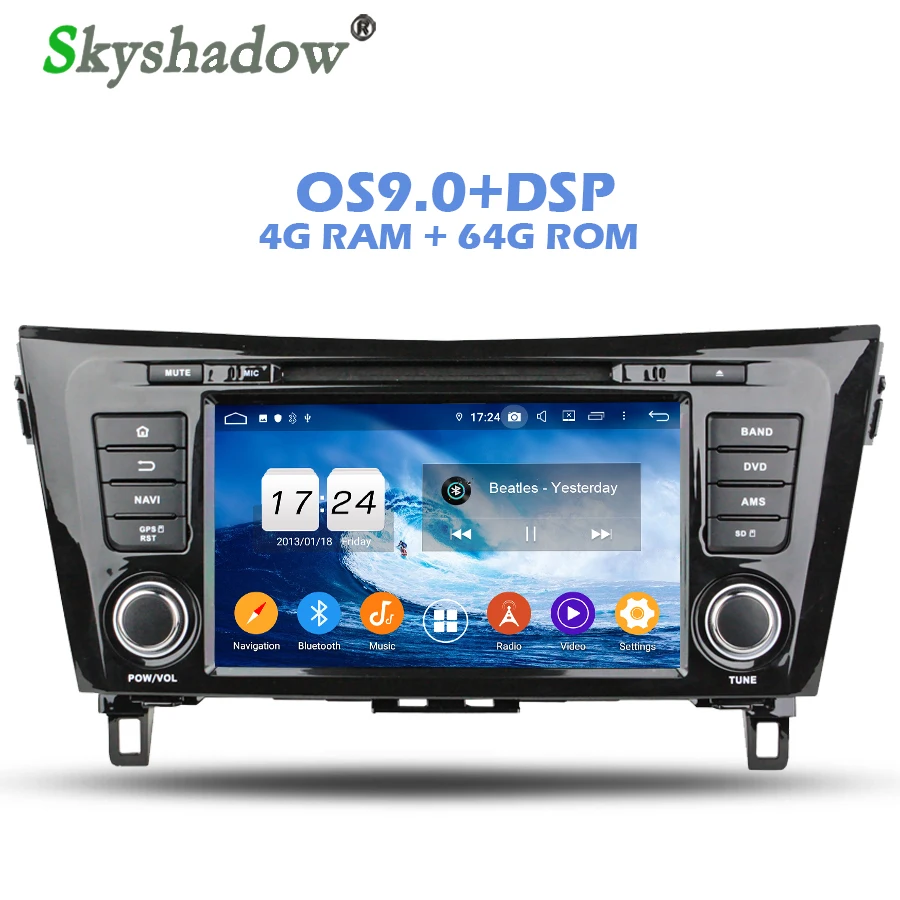 Ips DSP Android 9,0+ 4 Гб Оперативная память+ 64 Гб Встроенная память 8 CORE dvd-плеер для автомобиля Wi-Fi Bluetooth 4,2 радио gps карта для Nissan QashQai X-Trail 2013