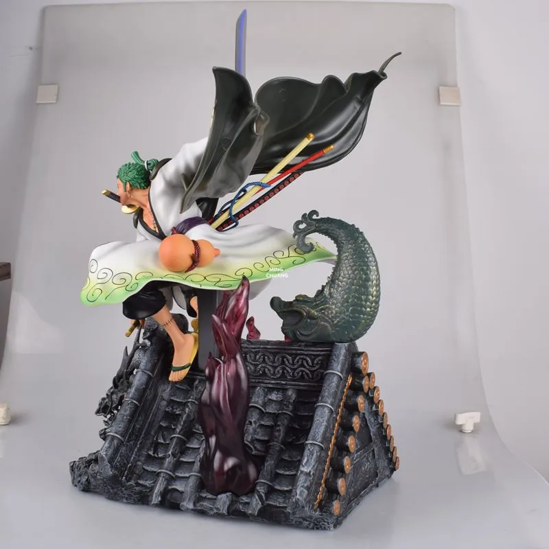 1" Цельная статуя соломенная шляпа Пираты бюст кимоно Roronoa Zoro полноразмерный портрет меч ПВХ фигурка игрушки 42 см V295