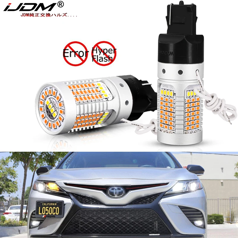 No Hyper Flash white/Amber 7440 992A T20 LED Bulbs For 2018-up Toyota Camry L LE SE Hybrid Daytime Running/Turn Signal Light | Автомобили