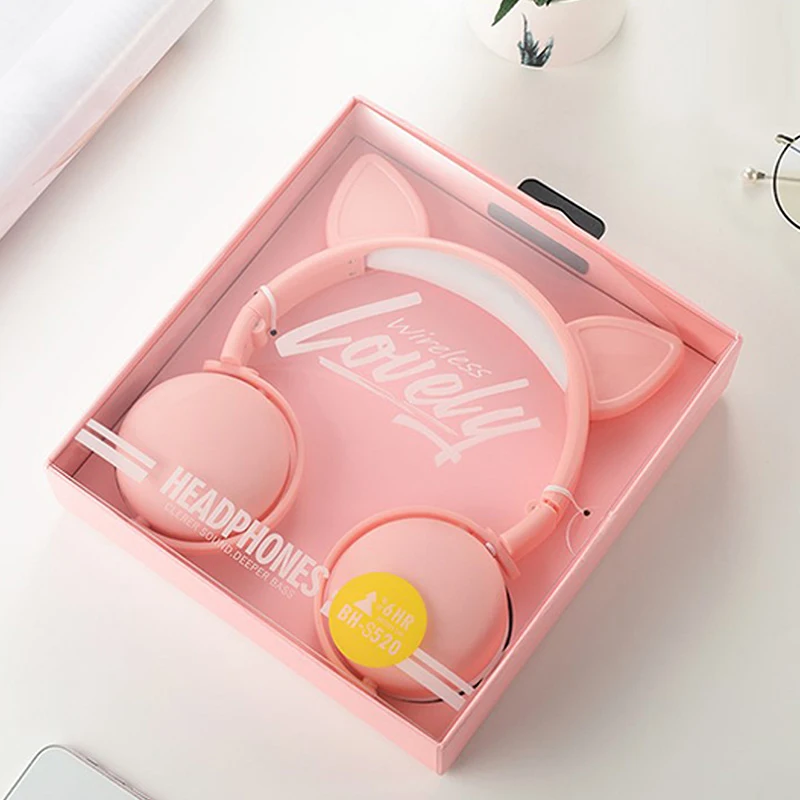 

New Cat's ears Macron colour wireless Bluetooth headphone Fashion girls headband stereo music game headset