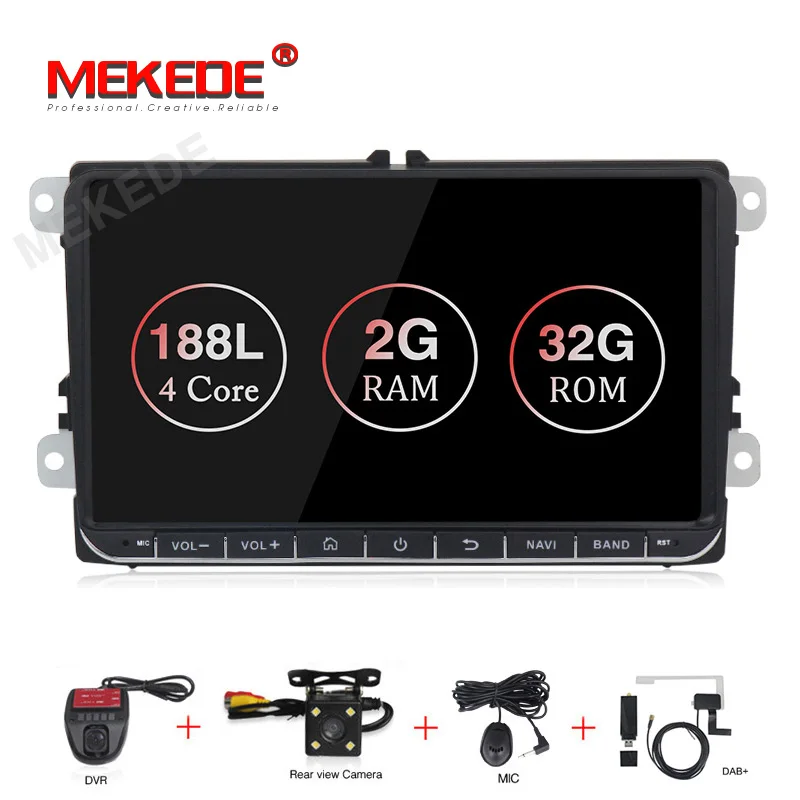 add camera DVR DAB MEKEDE Android 9,1 Автомобильный gps навигатор для Volkswage GOLF 5, 6 Polo Passat b5 Tiguan Touran Skoda, seat wifi BT 9 ''2G 2+ 32G - Цвет: add camera DVR DAB