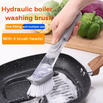 

2 in1 Long Handle Cleaning Brush with Removable Brush head Sponge Soap Dispenser Dish Washing Brush Set Kitchen Clean Tools