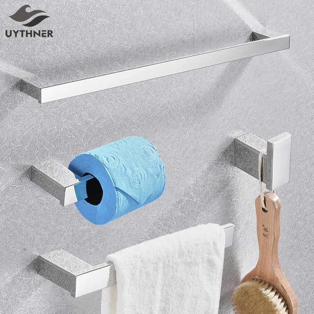 Bathroom Chrome Towel Rack/Toilet Paper Holder/Shelf/Hook Wall Mount  Accessories