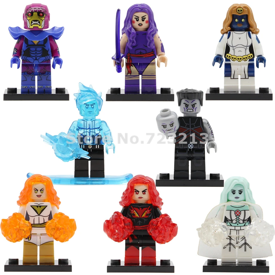 Один супер герой X-men фигурка Темный Феникс колоссус сентинель здание Psylocke Iceman белая королева Блоки Модель Кирпичи Игрушка