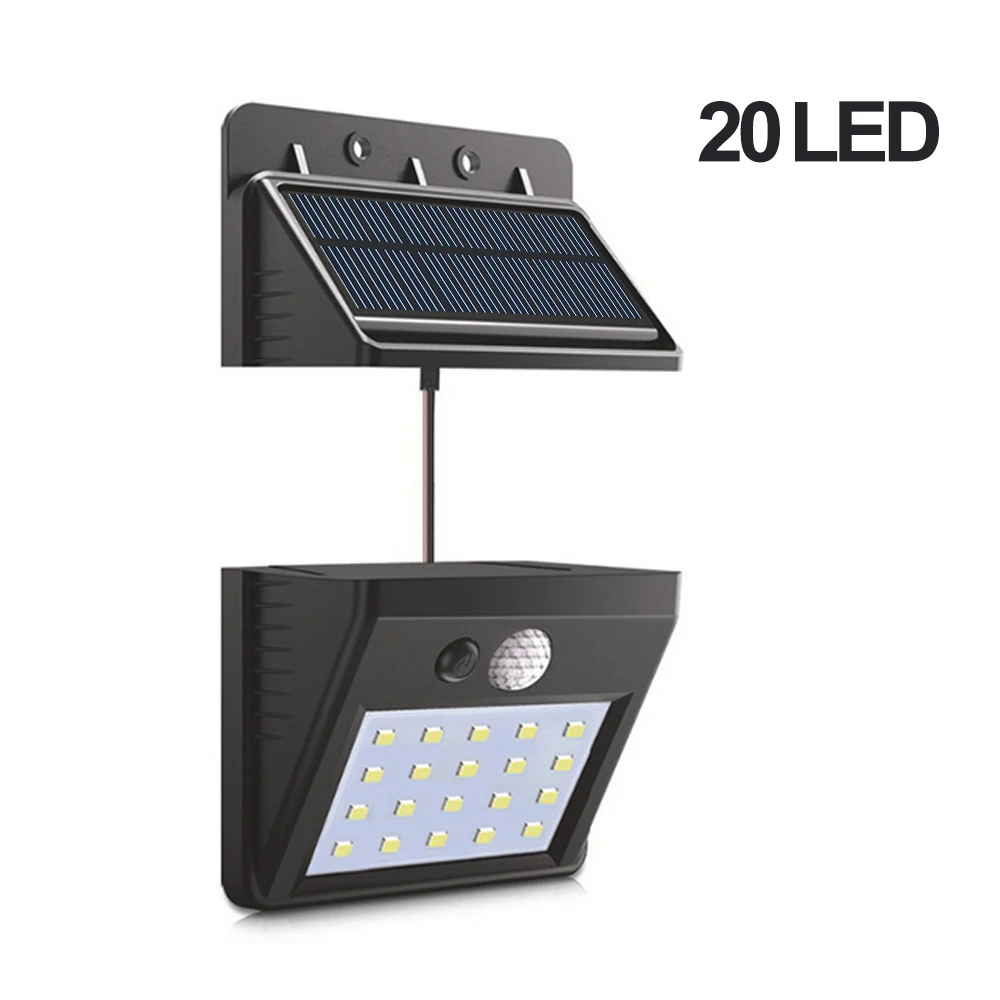 20LED Vertvie Солнечный источник света, Раздельный PIR датчик движения, светодиодный светильник для сада, водонепроницаемый уличный настенный светильник, лампа для кемпинга, качественная - Цвет: 20LED