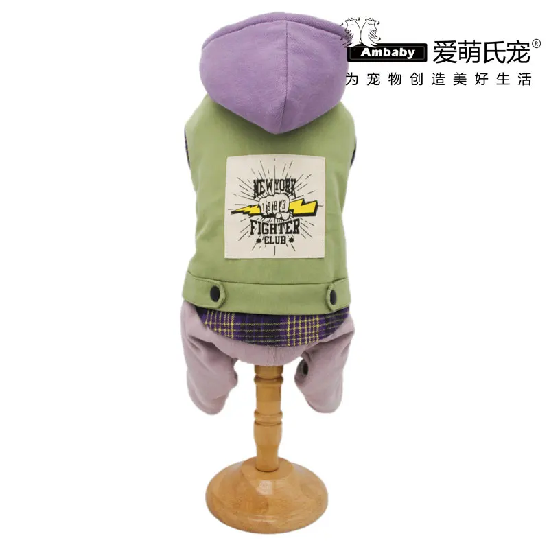 Green Ambaby осенне-зимняя одежда для домашних животных, в клетку, с капюшоном, на возраст от 4 ноги теплое пальто для собаки одежда с принтом в виде собак для маленьких средних и больших размеров, Размеры Домашние животные, собаки и кошки - Цвет: Green