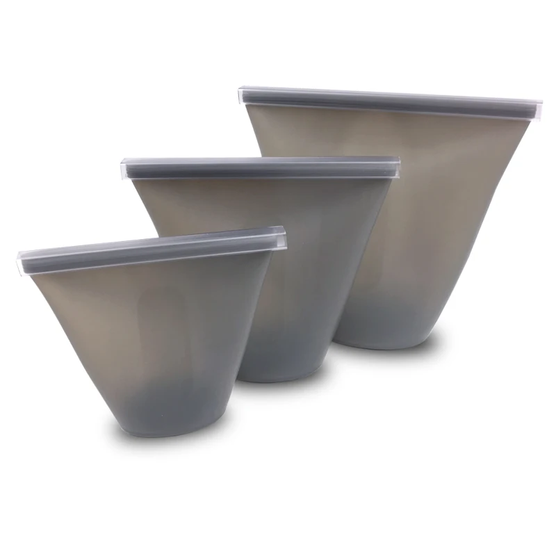 Дети Посуда Силикон Блюдо Набор продуктов питания Закуска Bowl Cup малышей мешка многоразовый Environmental посуда Детское питание Блюда Ланч бокс - Цвет: 3 gray cup