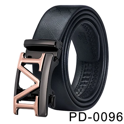 PD-0096-DE-A Hi-Tie, известный бренд, мужской ремень, Воловья кожа, натуральная кожа, черный ремень, автоматическая Золотая Пряжка, высокое качество, деловые мужские ремни - Цвет: PD-0096-DE-A
