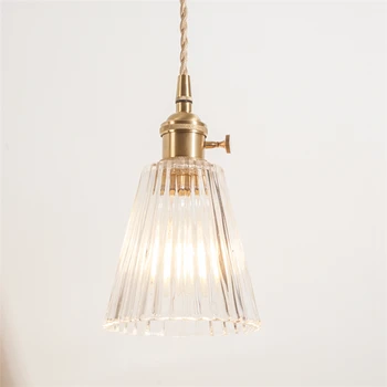 

Residential Modern Hand Clear Glass Copper Chandelier Lamp kitchen dining bar