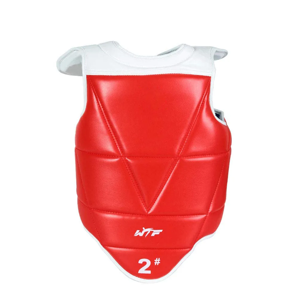 

WTF Approved Taekwondo Chest Protector Solid Reversible Body Guard MMA Unisex Adults Children PU Leather Karate Equipment