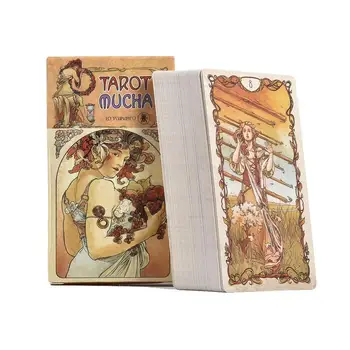 

78pcs English Tarot Mucha Tarot Cards Deck Funny Family Board Game Playing Game Cards Party Entertainment Card Games Toys