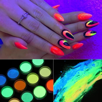 

1 Box Fluorescent Powder DIY Bright Nail Art Glow In The Dark Sand Powder Pigment Dust Luminous Nail Glitter DIY Nail Art Deco