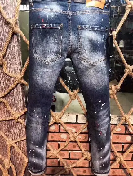 NEW Men Jeans Ripped for Men Skinny DSQ Jeans Pants Men Jeans Zipper Outwear Man Pants 9608