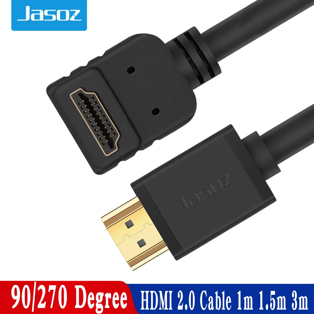 Jasoz Cavo Hdmi 4K Cavo Hdmi 2.0 Hdmi Adattatore Angolo 90/270 Gradi Per Apple Tv Ps4 Splitter Video Audio Cavo Hdmi A 90 Gradi 3