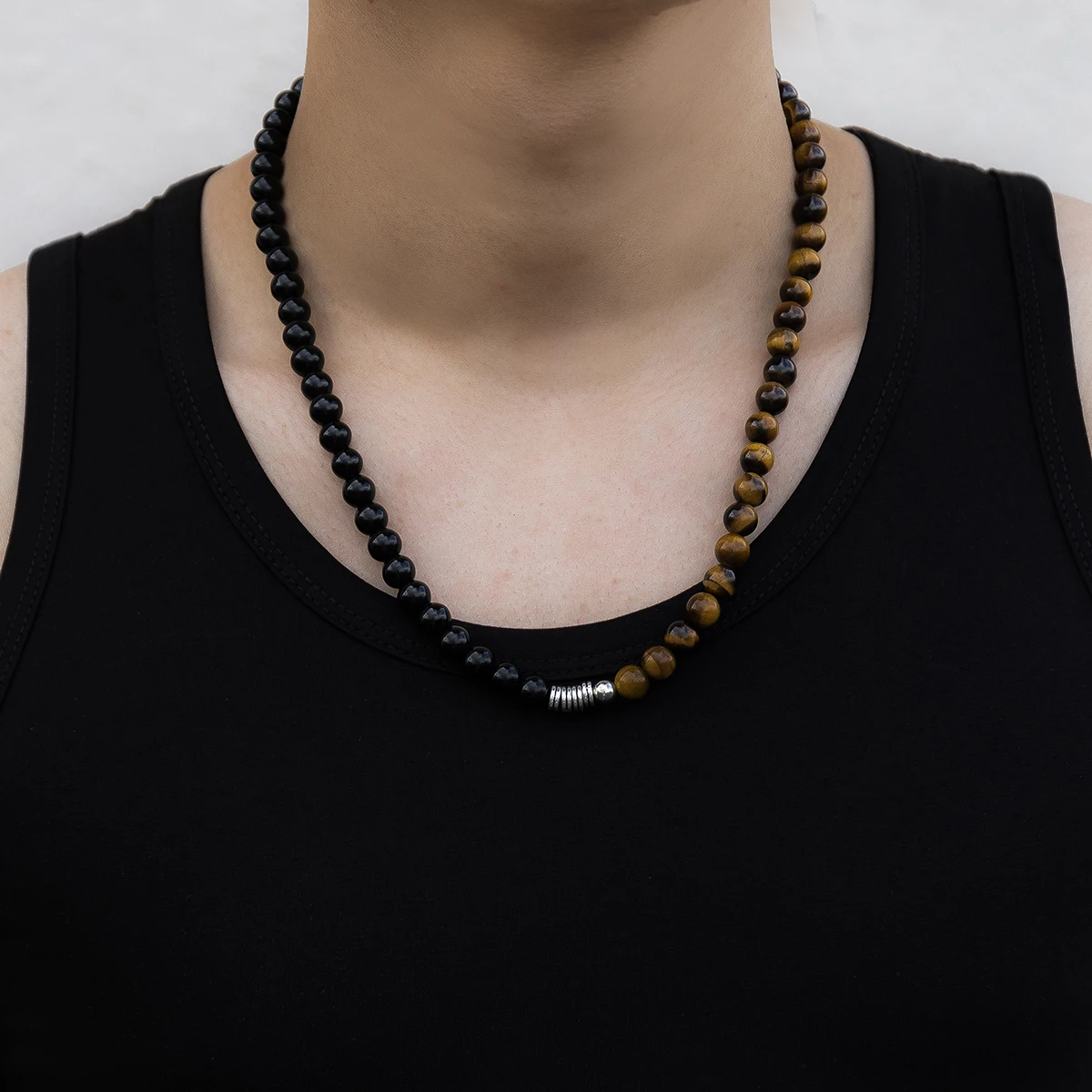 Punk Tiger Stone Beads Chain Choker 