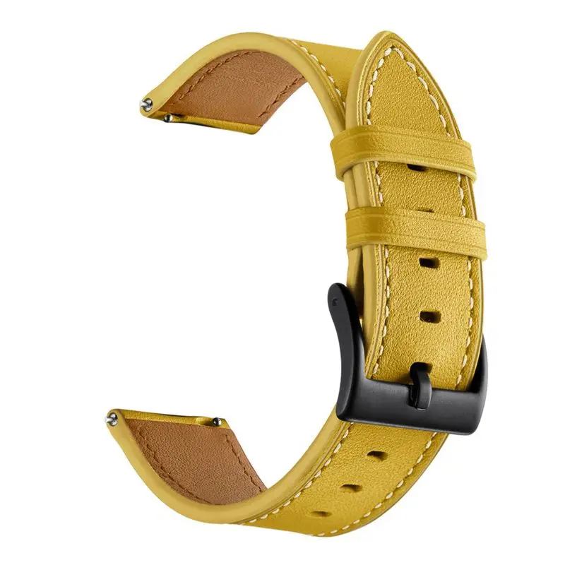 OOTDTY из натуральной кожи ремешок для часов с металлической пряжкой спортивный браслет ремень для HUAMI AMazfit Bip GTS Смарт часы браслет аксессуары - Цвет: Цвет: желтый