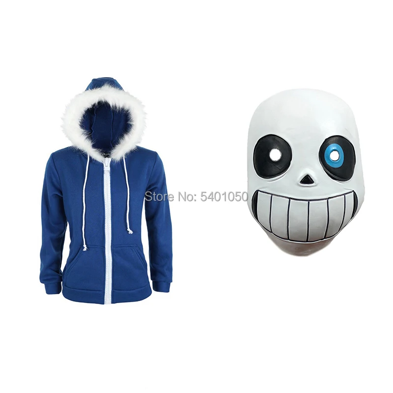 style 4 Undertale Sans Косплей толстовки латексная маска крутой Скелет Cos синее пальто Хэллоуин косплей костюм унисекс куртка головной убор - Цвет: style 4