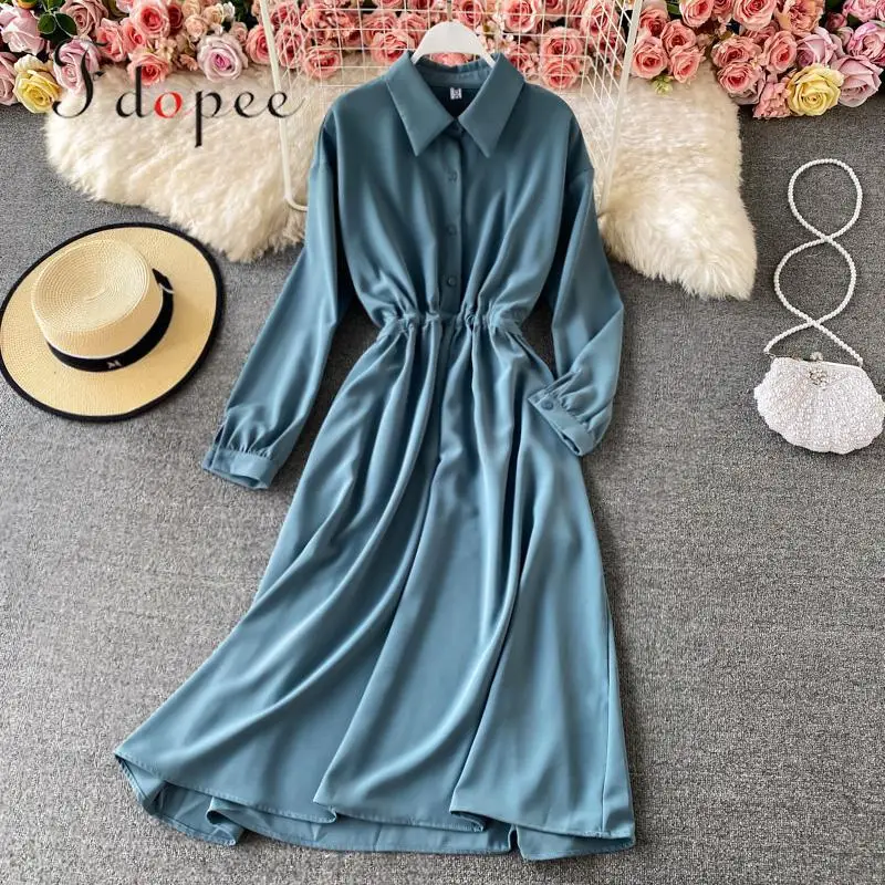 Женское платье с длинным рукавом элегантное однотонное удобное Привлекательное