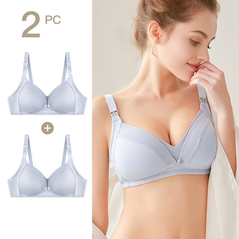 Blue Aimeison нижнее белье для кормящих, беременных женщин, бюстгальтер, без стального кольца, беременность, хлопок, анти-провисание, бюстгальтер для кормящих, тонкая секция - Color: Blue