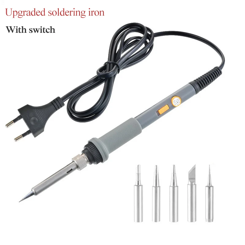 

110V/220V 60W Electric Soldering Iron Adjustable Temperature Soldering Iron Get 5 Solder Tips Free Upgraded Version With Switch