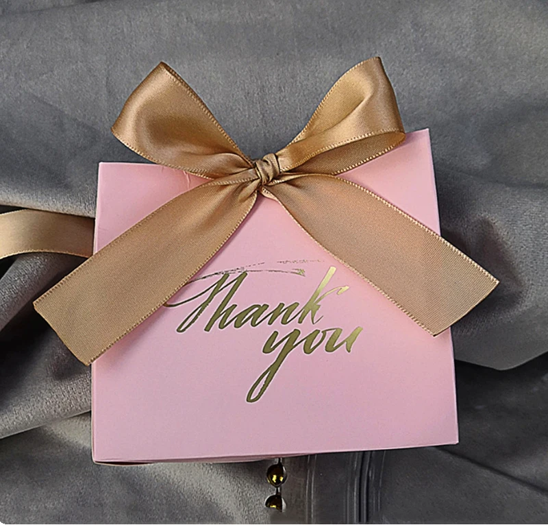 This bag and ribbon 20 шт., розовая коробка для конфет с принтом «спасибо», подарочные украшения/вечерние принадлежности для мероприятий/свадебные подарочные коробки - Цвет: This bag and ribbon