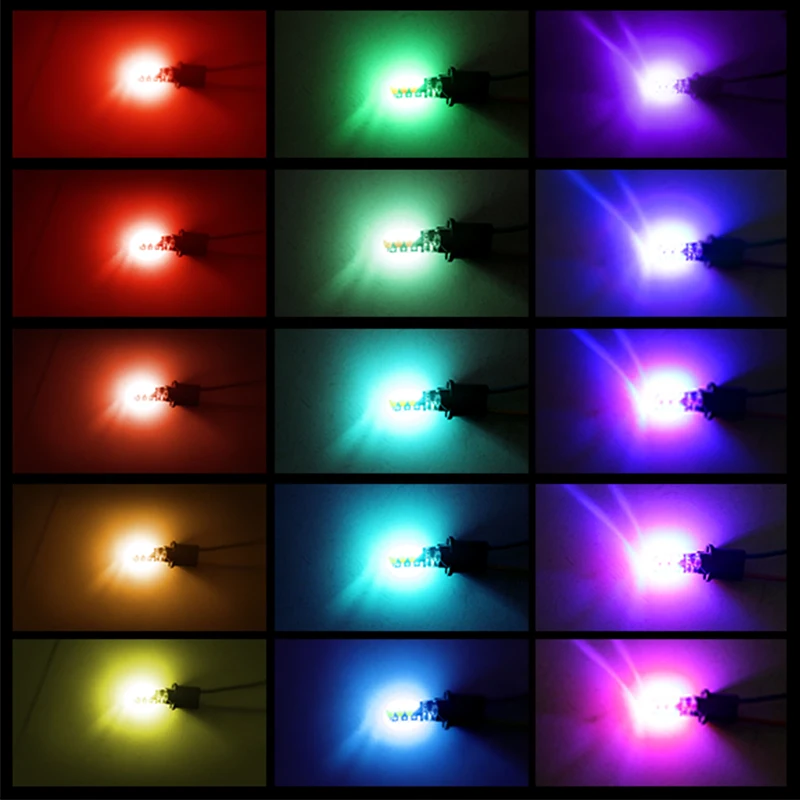 Led W5W T10 RGB габаритный свет универсальный автомобиль RGB COB 12SMDs красочные многорежимные автомобильные лампочки с пультом дистанционного управления