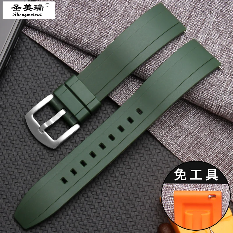 green silver claslp 20 мм 22 мм силиконовый резиновый ремешок для часов samsung Galaxy 42/46 active. s2 s3 браслет с шестерней сменный ремешок для дайвинга - Цвет ремешка: green silver claslp