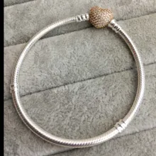 925 пробы, серебряный браслет с подвеской в виде сердца ПАВЕ, Змеиный браслет на цепочке, Женская Очаровательная Мода, сделай сам, ювелирное изделие