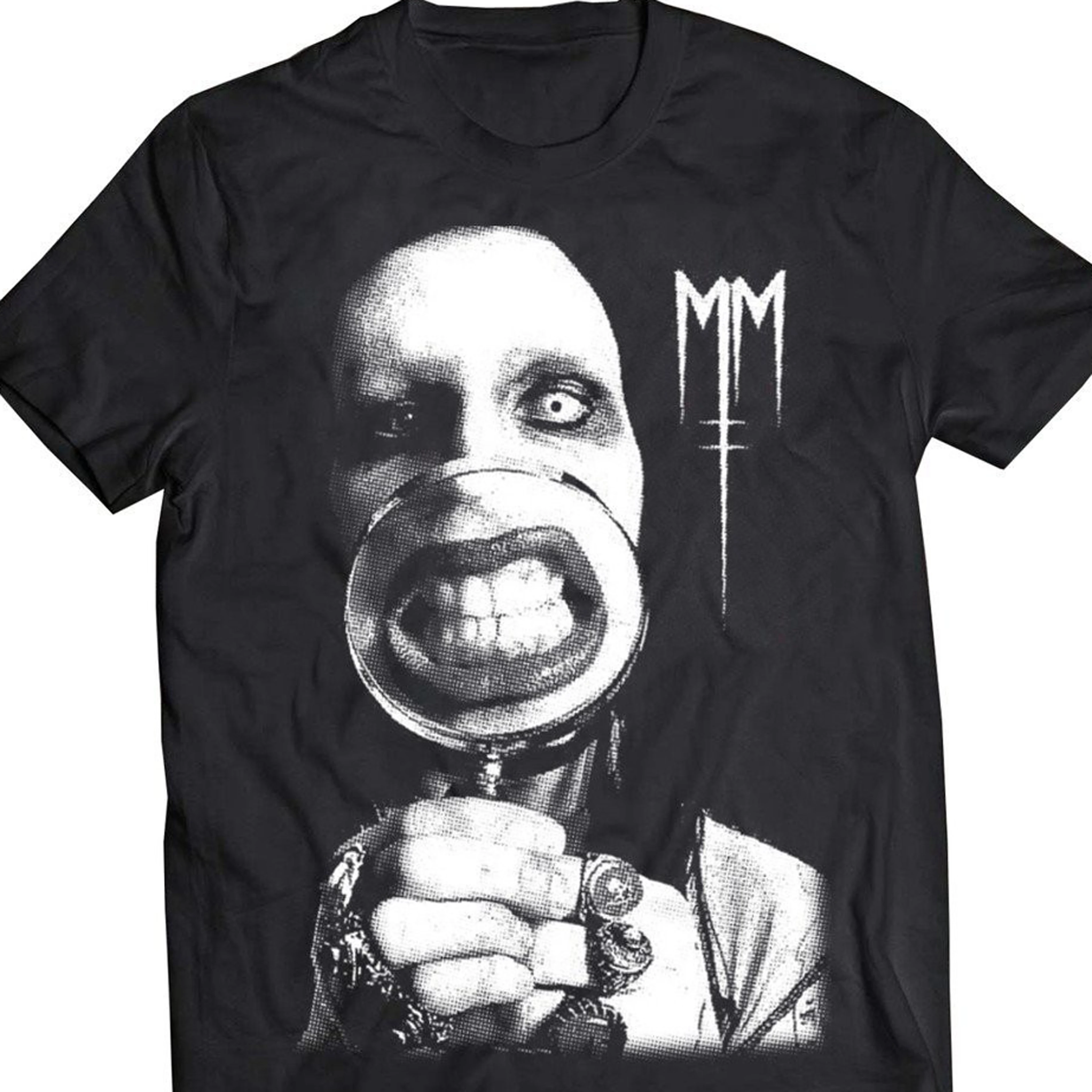 

Mazumi8 Marilyn Manson Magnifying Glass Matal Punk T Shirt Top Tee For Sale Natural Cotton Tee Shirts