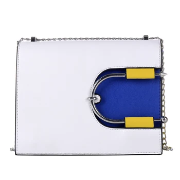 

QZUnique Women's Metal Chain Handbag U Type Design Shoulder Bag Crossbody Satchel