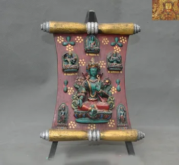 

wedding decoration Tibetan Buddhism lacquerware inlay Turquoise green Tara Kwan-Yin Shrines Statue New Year