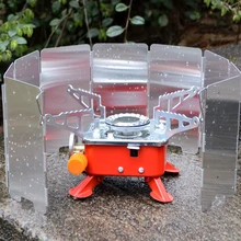9 Plates Foldable Gas Stove Windshield Outdoor Camping Cooking Burner Windproof Screen Aluminium Alloy Outdoor Stove Wind Shield