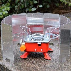 9 Plates Foldable Gas Stove Windshield Outdoor Camping Cooking Burner Windproof Screen Aluminium Alloy Outdoor Stove Wind Shield