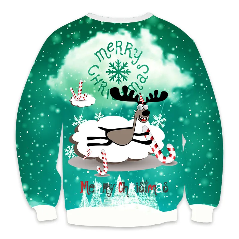 Unisex Men Women Ugly Christmas Sweater Funny Santa Elf Christmas Jumper Pullover Autumn Winter Loose Couple Sweater