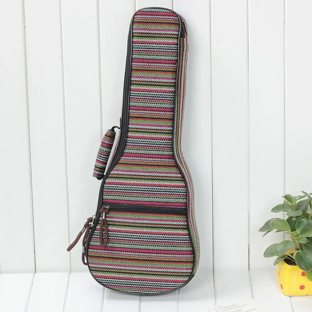 21/23inch National Ethnic Style Ukulele Bag Backpack Case for Ukeleles with Woven Cloth Small Storage Bag