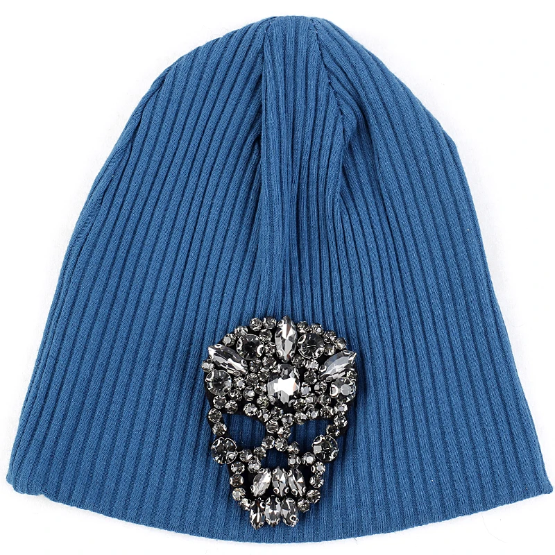 gray dark blue Geebro ребристая шапочка, пуловер с головой черепа, шапка с черепом для малышей, ангел, детская зимняя теплая шапка для 0-12 месяцев - Цвет: gray dark blue