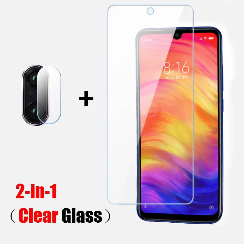 2 in 1 Camera Lens Tempered Glass For Xiaomi Redmi 7 Note 7 8 5 Pro Screen Protector On The For Redmi 8 8A 7 7A Protective Glass - Цвет: 2-in-1 (Clear Glass)