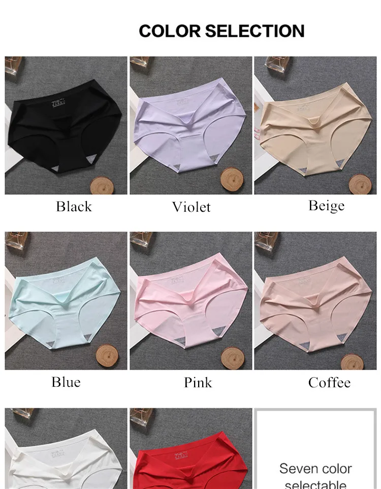 high waisted thong underwear 3Pcs  Women's Underwear Seamless Ice Silk Panties For Women Solid Skin lingerie Female Underwear Lady Briefs Knickers Underpant cotton underwear for women