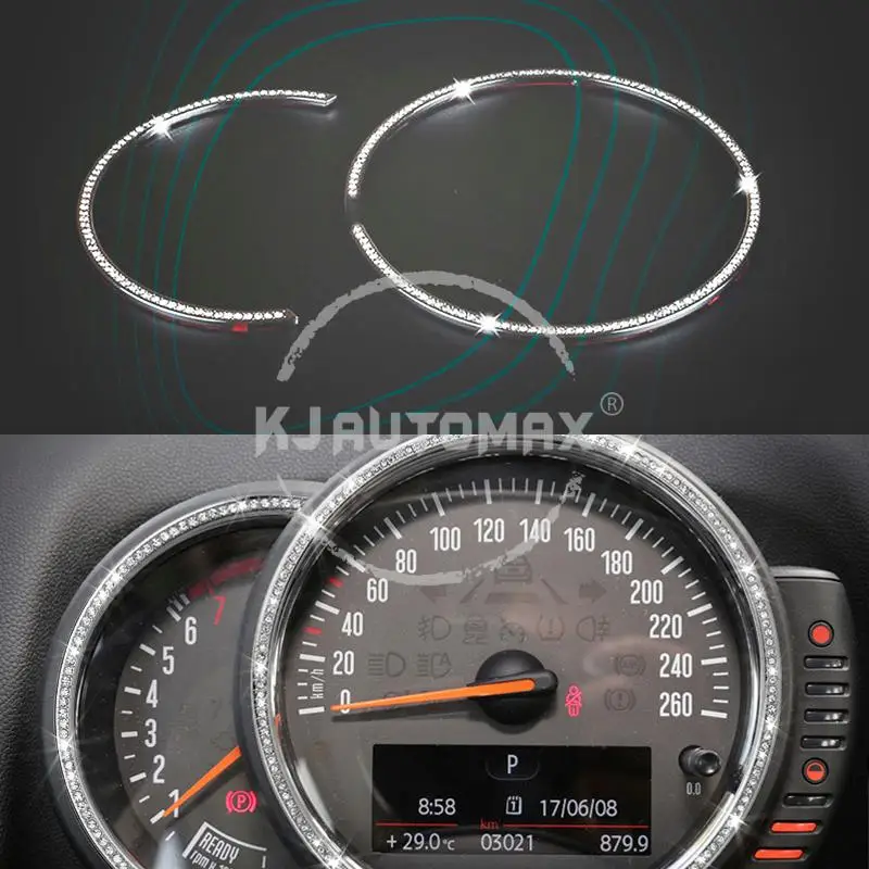 KJAUTOMAX для Mini Cooper F55 F56 F57 серебряное кольцо с кристаллом Тахометр украшение цинковый сплав 2 шт