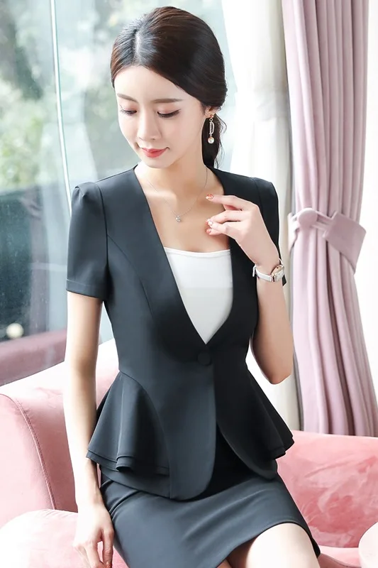 Gs236 Business Suit Women's Summer Beautician Two-Piece Set Skirt Teacher Uniforms Kindergarten Teacher Kindergarten Suit