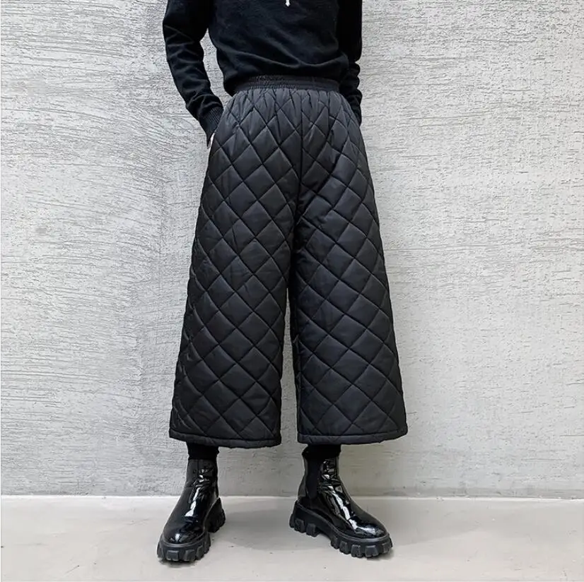 M-XL! Зимние sb темные мужские свободные клетчатые прямые повседневные брюки плюс хлопковые широкие брюки четверть брюки хлопок брюки прилива